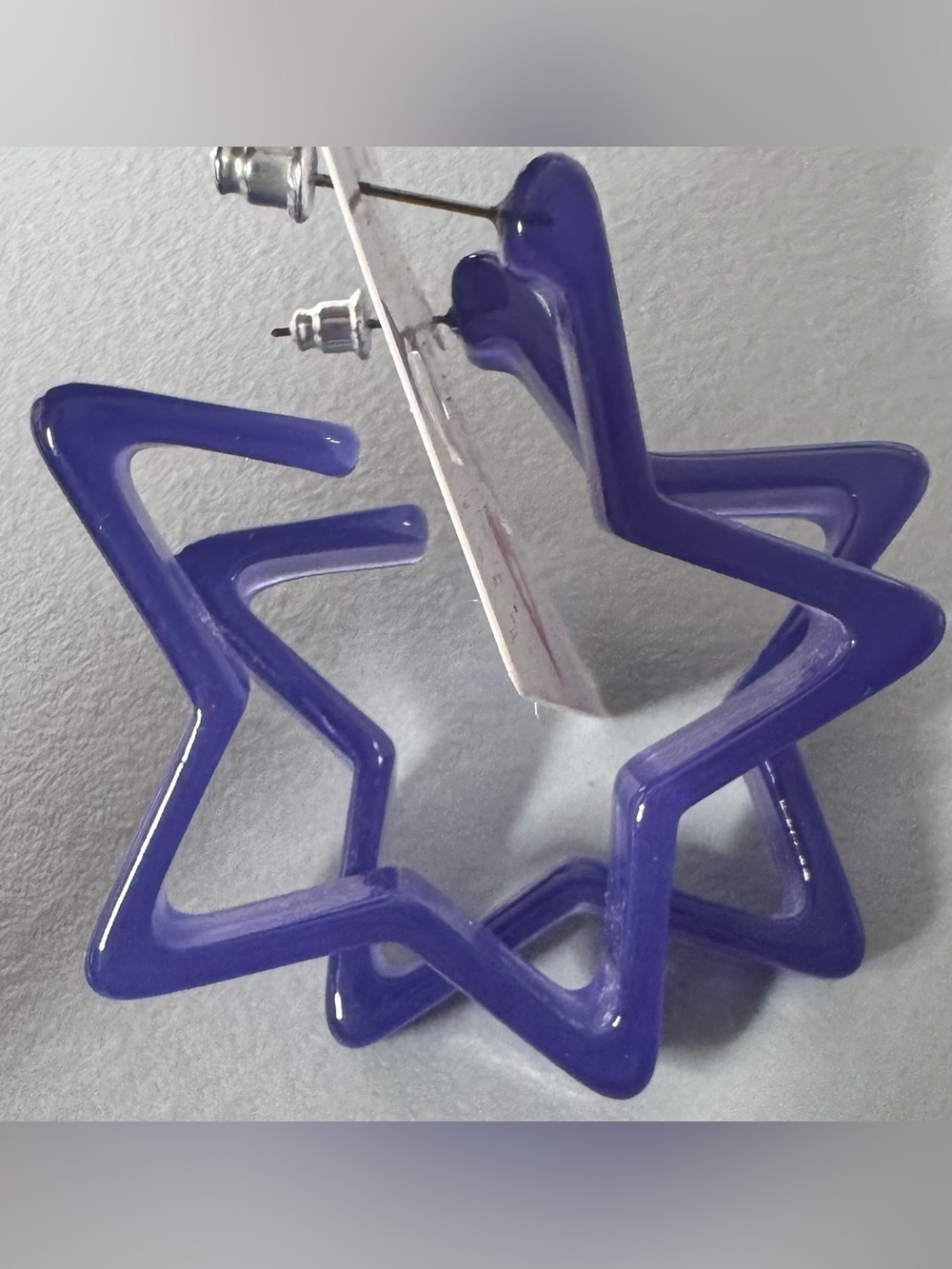 Vibrant Purple transparent acro Star Hoop Earrings - patriotic all star holiday